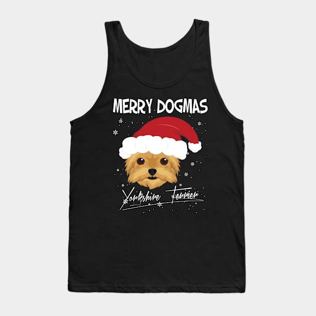 Merry Dogmas Yorkshire Terrier Dog With Red Santa's Hat Funny Xmas Gift Tank Top by salemstore